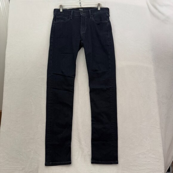 Paige Lennox Jeans Mens 30x31 Black Slim Straight Stretch Whisker - Picture 1 of 13